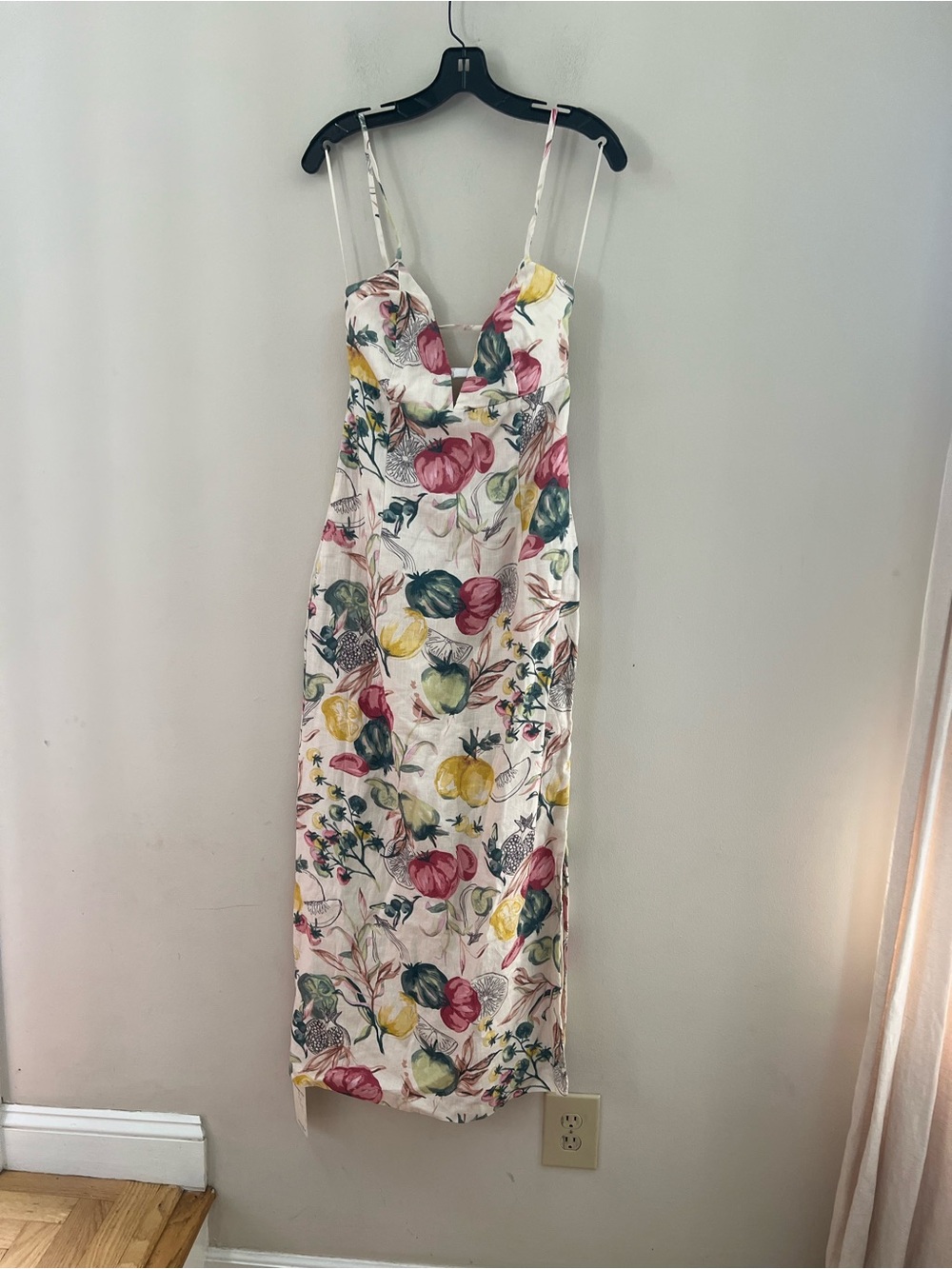 Abercrombie & Fitch Cream Floral Slip Midi Dress with Pink & Yellow Blooms - Picture 7 of 13